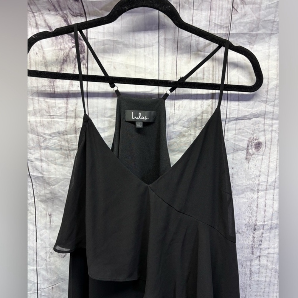 Lulu's Black Ruffled mini Cocktail Dress - Picture 3 of 6